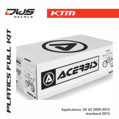 KTM plastics sx 65 2009 2010 2011 2012 2013 2014 2015 acerbis white black replica dws decals oem mx graphics