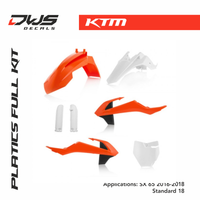 KTM plastics sx 65 2016 2017  2018 acerbis white black replica dws decals oem mx graphics