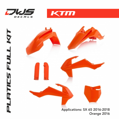 KTM plastics sx 65 2016 2017 2018 acerbis white black replica dws decals oem mx graphics