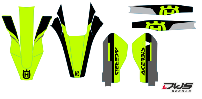 Trimset Husqvarna TC 125 FC 250 350 450 FS 450 2016 2017 geel zwart gelb schwarz yellow black Decals dekor design graphics aufklebe stickerset nummerset dws mx
