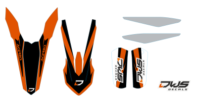 Trimset KTM SX SX-F 125 150 250 350 450 2013 2014 2015 Model 4 orange blue aqua Decals dekor design graphics aufklebe stickerset nummerset dws mx FRONT FENDER rear fender fork protectors kotflugel kabel geschutzer brug stickers voorspatbord