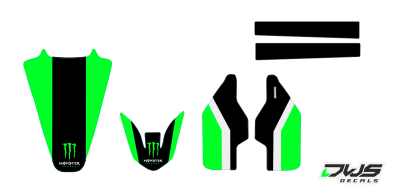 Trimset Kawasaki KXF 450 2009 2010 2011 green groen grun Decals dekor design graphics aufklebe stickerset nummerset dws mx