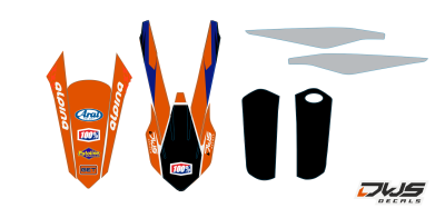Trimset KTm EXC EXC-F 125 XC-W 150 XC-W 250 350 450 500 viertakt 2017 Model 2 Decals dekor design graphics aufklebe stickerset nummerset dws mx rear fender front fender fork protectors