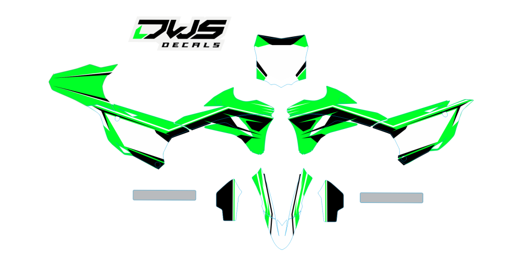 Volledige stickerset Kawasaki KX 85 100 2014 2015 Decals dekor design graphics aufklebe stickerset nummerset dws mx