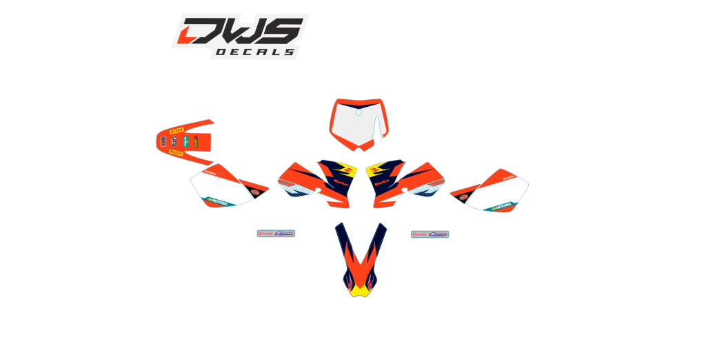 Complete Stickerset KTM SX 50 2002 2003 2004 2005 2006 2007 2008 orange black oranje zwart schwarz Decals dekor design graphics aufklebe stickerset nummerset dws mx