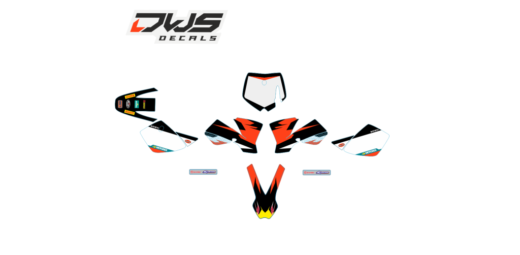 Complete Stickerset KTM SX 50 2002 2003 2004 2005 2006 2007 2008 orange black oranje zwart schwarz Decals dekor design graphics aufklebe stickerset nummerset dws mx