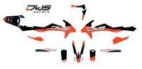 Complete stickerset KTm EXC EXC-F 125 XC-W 150 XC-W 250 350 450 500 viertakt 2017 Model 1 Decals dekor design graphics aufklebe stickerset nummerset dws mx model 9 blauw oranje