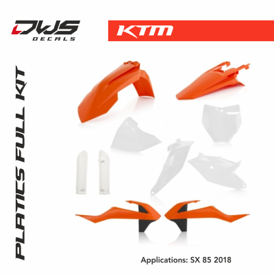 KTM plastics sx 85 2018 acerbis white black replica dws decals oem mx graphics