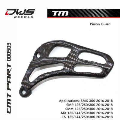 CMT Carbon TM Pinion Guard Applications: SMX 300 2016-2018 SMR 125/250/300 2016-2018 SMM 125/250/300 2016-2018 MX 125/144/250/300 2016-2018 EN 125/144/250/300 2016-2018