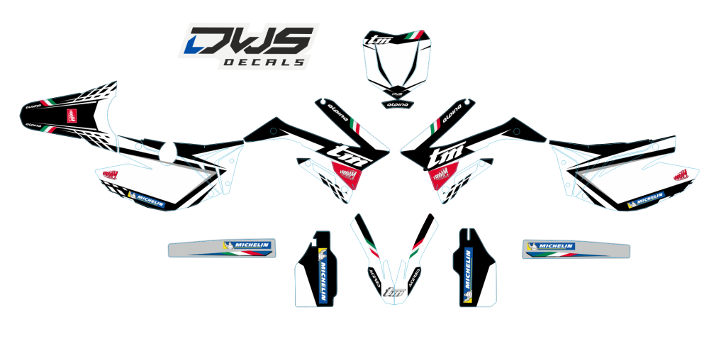 Complete stickerset TM SMX 300 250 fi 450 fi 530 fi 4T 2015 2016 2017 2018 Decals dekor design graphics aufklebe stickerset nummerset dws mx front fender supermotard