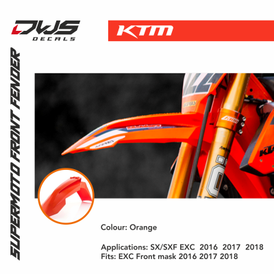 KTM Supermoto SM front fender 2016 2017 2018 modified aangepast supermotard voorspatbord dws decals orange white black fluo yellow fluo orange neon 
