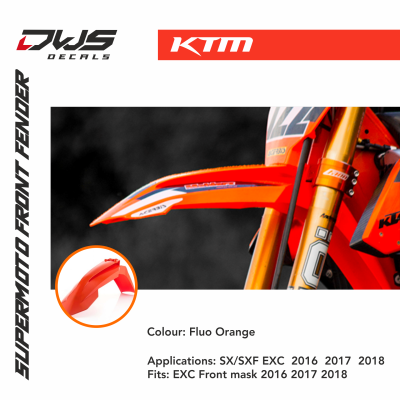 KTM Supermoto SM front fender 2016 2017 2018 modified aangepast supermotard voorspatbord dws decals orange white black fluo yellow fluo orange neon