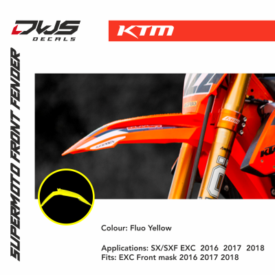 KTM Supermoto SM front fender 2016 2017 2018 modified aangepast supermotard voorspatbord dws decals orange white black fluo yellow fluo orange neon