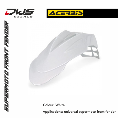 Universal Acerbis Supermoto Front fender  Universele voorspatbord supermotard Universal front fender supermoto colour: White dws decals