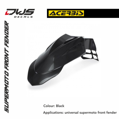 Universal Acerbis Supermoto Front fender Universele voorspatbord supermotard Universal front fender supermoto colour: black dws decals