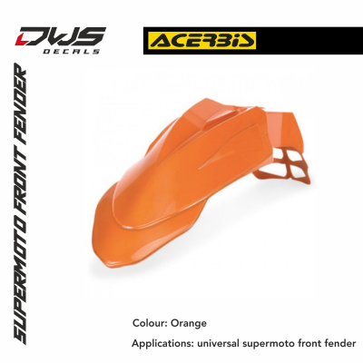 Universal Acerbis Supermoto Front fender Universele voorspatbord supermotard Universal front fender supermoto colour: orange dws decals