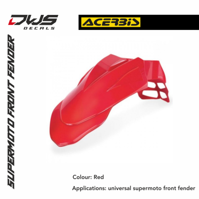 Universal Acerbis Supermoto Front fender Universele voorspatbord supermotard Universal front fender supermoto colour: Red dws decals