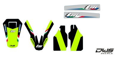 trimset TM 125 - 250- 300 -450 2008 2009 2010 2011 2012 2013 2014 Decals dekor design graphics aufklebe stickerset nummerset dws mx