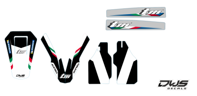 trimset TM 125 - 250- 300 -450 2008 2009 2010 2011 2012 2013 2014 Decals dekor design graphics aufklebe stickerset nummerset dws mx