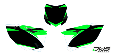 Nummerset Kawasaki KXF 250 2013 2014 2015 2016 black green schwarz grun zwart groen Decals dekor design graphics aufklebe stickerset nummerset dws mx