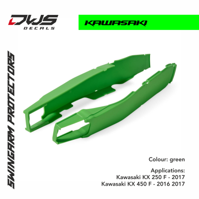 Swingarm protectors brug beschermers polisport dws decals Kawasaki KX250F 2017 KX450F 2016 2017 colour black zwart schwarz