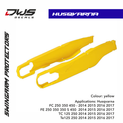 Swingarm protectors brug beschermers polisport dws decals Husqvarna TE TC FE FC 2014 215 2016 2017 colour yellow geel gelb