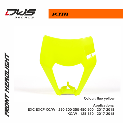 KTM EXC EXCF XC W 250 300 350 450 500 2017 2018 head light mask dws decal fluo yellow