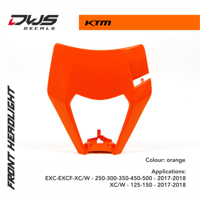 Racetech plastics KTM EXC EXCF XC W 250 300 350 450 500 2017 2018 head light mask dws decal orange