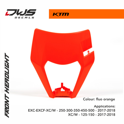 Racetech plastics KTM EXC EXCF XC W 250 300 350 450 500 2017 2018 head light mask dws decal fluo neonorange