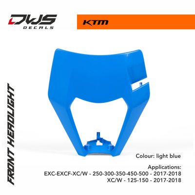 Racetech plastics KTM EXC EXCF XC W 250 300 350 450 500 2017 2018 head light mask dws decal light blue