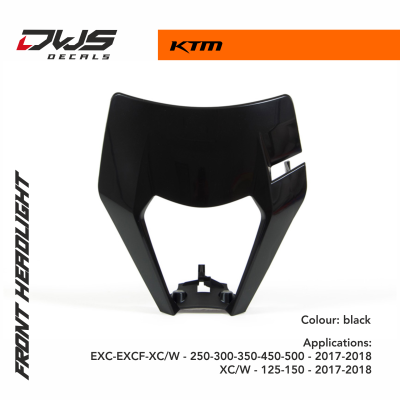 Racetech plastics KTM EXC EXCF XC W 250 300 350 450 500 2017 2018 head light mask dws decal black zwart schwarz