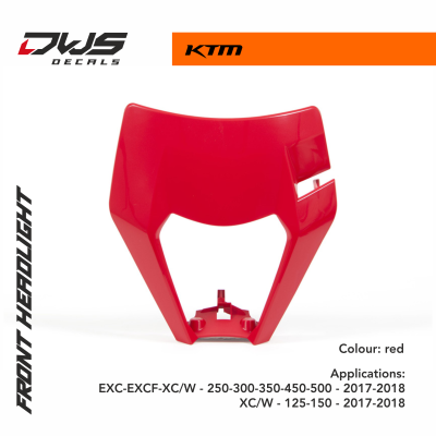Racetech plastics KTM EXC EXCF XC W 250 300 350 450 500 2017 2018 head light mask dws decal red vintage red 