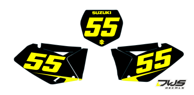 nummerset Suzuki RMZ 250 2007 2008 2009 geel zwart rood yellow black red Decals dekor design graphics aufklebe stickerset nummerset dws mx