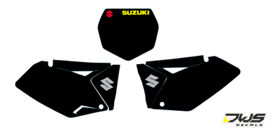 nummerset Suzuki RMZ 250 2007 2008 2009 geel zwart rood yellow black red Decals dekor design graphics aufklebe stickerset nummerset dws mx