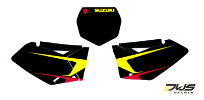 nummerset Suzuki RMZ 250 2007 2008 2009 geel zwart rood yellow black red Decals dekor design graphics aufklebe stickerset nummerset dws mx