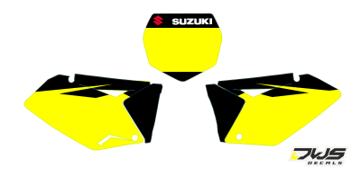 nummerset Suzuki RMZ 250 2007 2008 2009 geel zwart rood yellow black red Decals dekor design graphics aufklebe stickerset nummerset dws mx