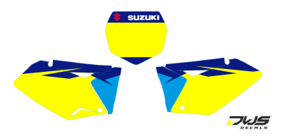 nummerset Suzuki RMZ 250 2007 2008 2009 geel zwart rood yellow black red Decals dekor design graphics aufklebe stickerset nummerset dws mx