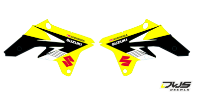 Radiaset Suzuki RMZ 250 2007 2008 2009 geel zwart yellow black Decals dekor design graphics aufklebe stickerset nummerset dws mx