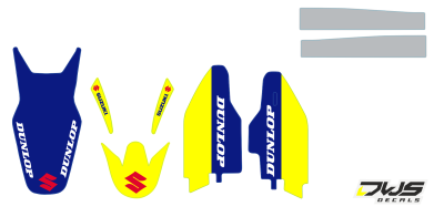 Trimset Suzuki RMZ 250 2007 2008 2009 geel zwart rood yellow black red Decals dekor design graphics aufklebe stickerset nummerset dws mx