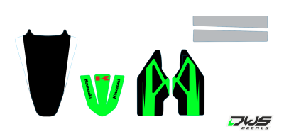 Trimset Kawasaki KXF 250 2009 2010 2011 2012 Decals dekor design graphics aufklebe stickerset nummerset dws mx