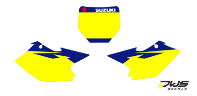 nummerset Suzuki RMZ 250 2004 2005 2006 geel zwart rood yellow black red Decals dekor design graphics aufklebe stickerset nummerset dws mx