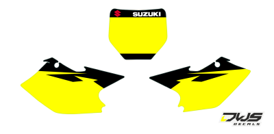 nummerset Suzuki RMZ 250 2004 2005 2006 geel zwart rood yellow black red Decals dekor design graphics aufklebe stickerset nummerset dws mx