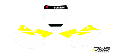 nummerset Suzuki RMZ 250 2004 2005 2006 geel zwart rood yellow black red Decals dekor design graphics aufklebe stickerset nummerset dws mx