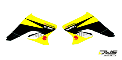 Radiaset Suzuki RMZ 250 2004 2005 2006 geel zwart yellow black Decals dekor design graphics aufklebe stickerset nummerset dws mx