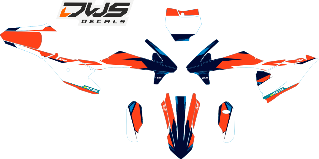 KTM SX 85 2018 complete stickerset complete decals set orange blue Decals dekor design graphics aufklebe stickerset nummerset dws mx fluo yellow fluo orange