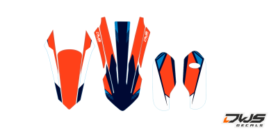 Trimset achterspatbord voorspatbord brugstickers voorpoten KTM SX 85 2018 complete stickerset complete decals set orange blue Decals dekor design graphics aufklebe stickerset nummerset dws mx blue orange front fender rear fender fork protectors kabelgesc