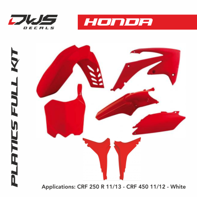 Honda plzstics racetech r-tech dws decals crf 250 2011 2012 2013 crf 450 2011 2012 front fender rear fender filter cover side panel radiator scoops