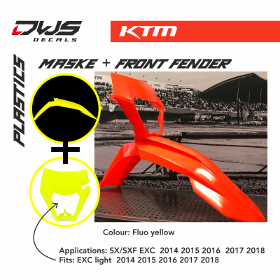 KTm Plastics Acerbis EXC EXC-F 2014 2016 replica black white orange dws decals