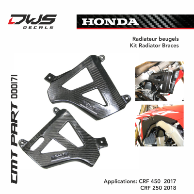 Honda cmt carbonnen radiateur beugels carbon radiator braces carbon parts dws decals Applications: CRF 450 2017