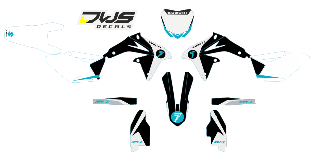 Complete stickerset Suzuki RMZ 450 2008 2009 2010 2011 2012 2013 2014 2015 2016 Decals dekor design graphics aufklebe stickerset nummerset dws mx